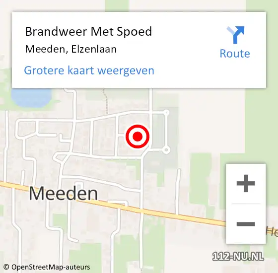 Locatie op kaart van de 112 melding: Brandweer Met Spoed Naar Meeden, Elzenlaan op 12 oktober 2017 09:12