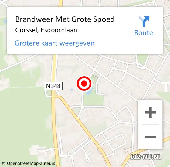 Locatie op kaart van de 112 melding: Brandweer Met Grote Spoed Naar Gorssel, Esdoornlaan op 12 oktober 2017 09:58