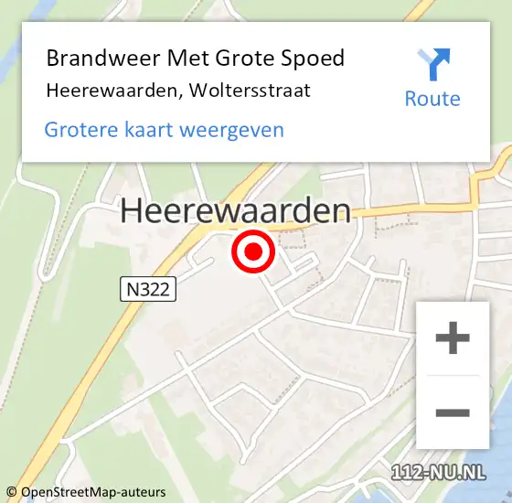 Locatie op kaart van de 112 melding: Brandweer Met Grote Spoed Naar Heerewaarden, Woltersstraat op 12 oktober 2017 10:12