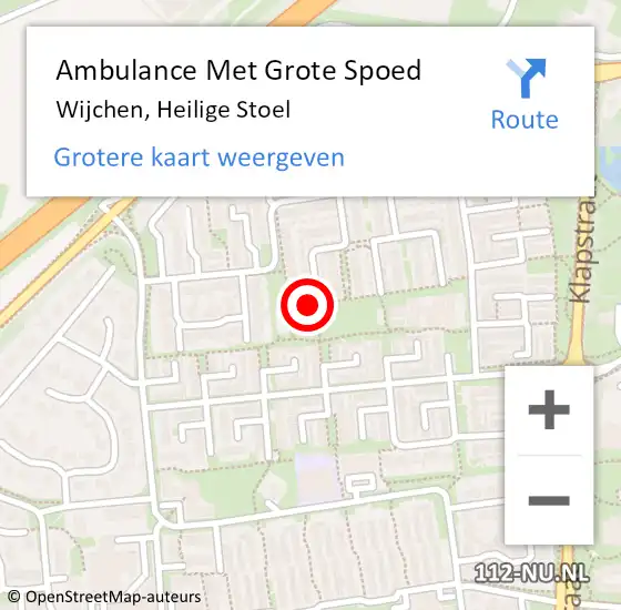 Locatie op kaart van de 112 melding: Ambulance Met Grote Spoed Naar Wijchen, Heilige Stoel op 12 oktober 2017 10:21