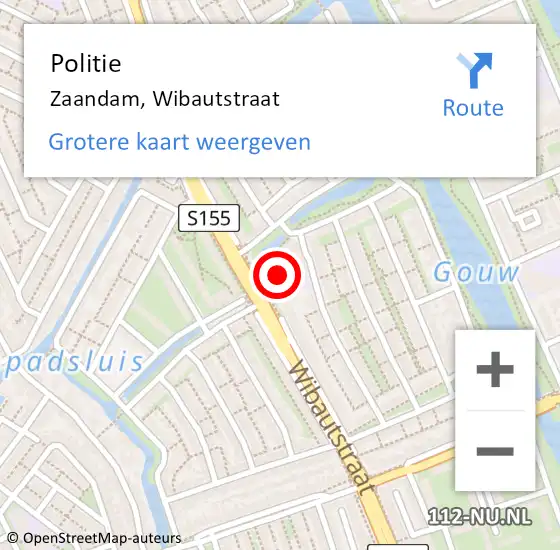 Locatie op kaart van de 112 melding: Politie Zaandam, Wibautstraat op 12 oktober 2017 10:31