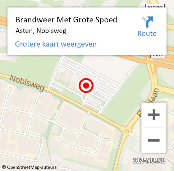 Locatie op kaart van de 112 melding: Brandweer Met Grote Spoed Naar Asten, Nobisweg op 12 oktober 2017 10:38