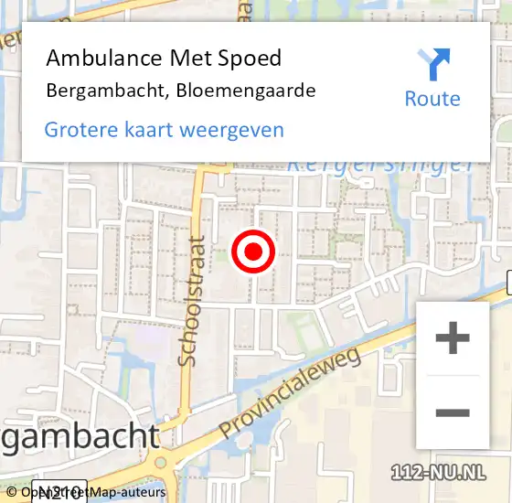 Locatie op kaart van de 112 melding: Ambulance Met Spoed Naar Bergambacht, Bloemengaarde op 12 oktober 2017 12:07