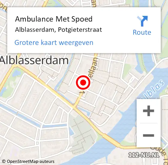 Locatie op kaart van de 112 melding: Ambulance Met Spoed Naar Alblasserdam, Potgieterstraat op 12 oktober 2017 13:07