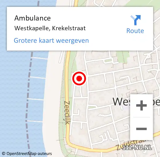 Locatie op kaart van de 112 melding: Ambulance Westkapelle, Krekelstraat op 12 oktober 2017 13:20