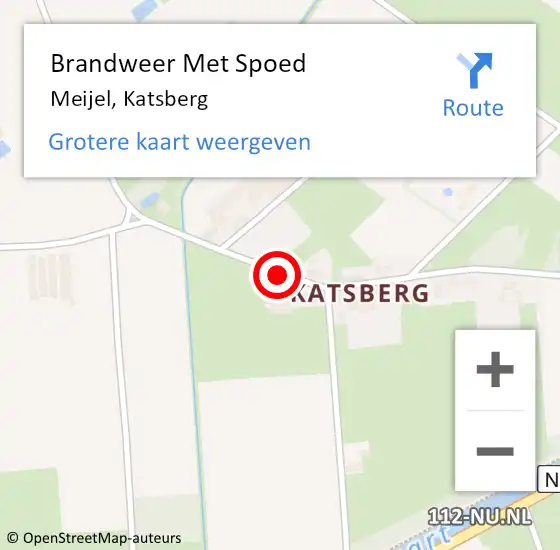 Locatie op kaart van de 112 melding: Brandweer Met Spoed Naar Meijel, Katsberg op 12 oktober 2017 13:29