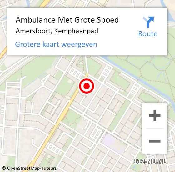 Locatie op kaart van de 112 melding: Ambulance Met Grote Spoed Naar Amersfoort, Kemphaanpad op 12 oktober 2017 13:50