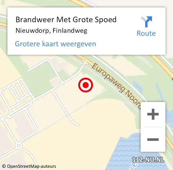 Locatie op kaart van de 112 melding: Brandweer Met Grote Spoed Naar Nieuwdorp, Finlandweg op 12 oktober 2017 14:45