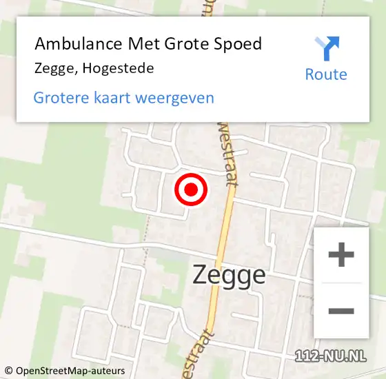 Locatie op kaart van de 112 melding: Ambulance Met Grote Spoed Naar Zegge, Hogestede op 3 februari 2014 22:12