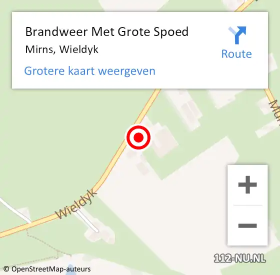 Locatie op kaart van de 112 melding: Brandweer Met Grote Spoed Naar Mirns, Wieldyk op 3 februari 2014 22:19