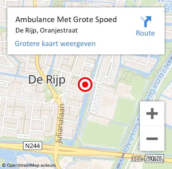 Locatie op kaart van de 112 melding: Ambulance Met Grote Spoed Naar De Rijp, Oranjestraat op 12 oktober 2017 16:00