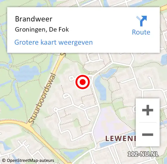 Locatie op kaart van de 112 melding: Brandweer Groningen, De Fok op 12 oktober 2017 16:09