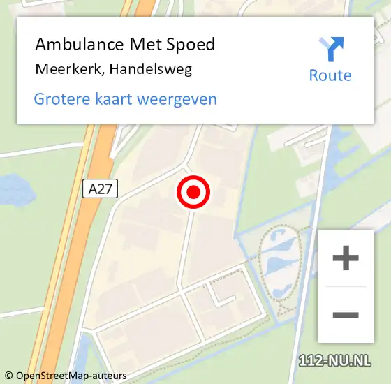 Locatie op kaart van de 112 melding: Ambulance Met Spoed Naar Meerkerk, Handelsweg op 12 oktober 2017 16:15