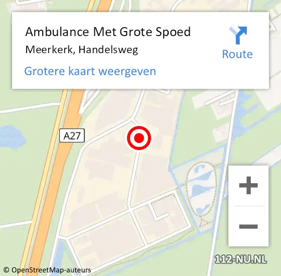 Locatie op kaart van de 112 melding: Ambulance Met Grote Spoed Naar Meerkerk, Handelsweg op 12 oktober 2017 16:17