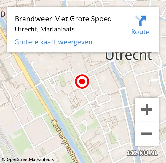 Locatie op kaart van de 112 melding: Brandweer Met Grote Spoed Naar Utrecht, Mariaplaats op 12 oktober 2017 16:32