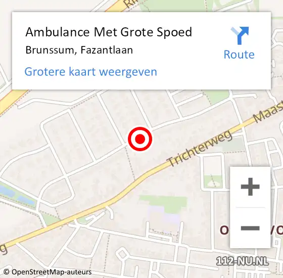 Locatie op kaart van de 112 melding: Ambulance Met Grote Spoed Naar Brunssum, Fazantlaan op 3 februari 2014 22:33