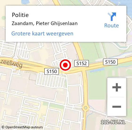 Locatie op kaart van de 112 melding: Politie Zaandam, Pieter Ghijsenlaan op 12 oktober 2017 17:14