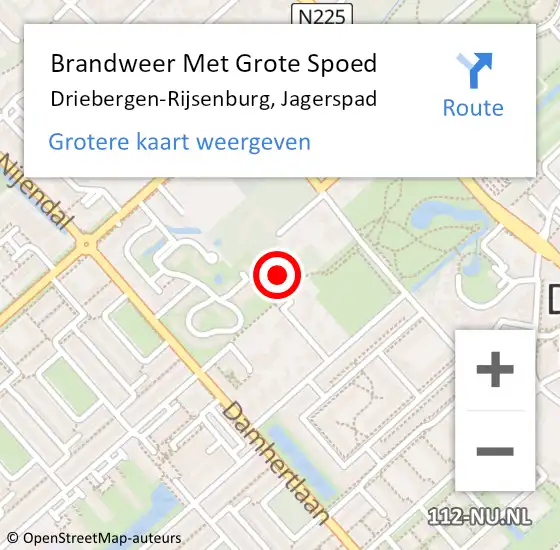 Locatie op kaart van de 112 melding: Brandweer Met Grote Spoed Naar Driebergen-Rijsenburg, Jagerspad op 12 oktober 2017 17:14