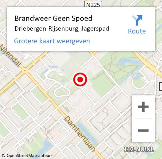 Locatie op kaart van de 112 melding: Brandweer Geen Spoed Naar Driebergen-Rijsenburg, Jagerspad op 12 oktober 2017 17:18