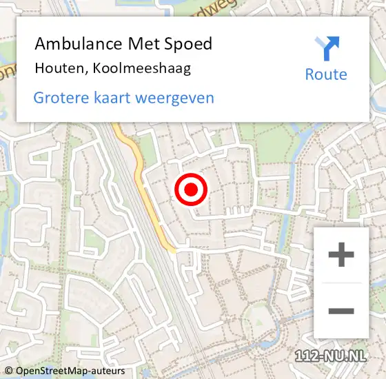 Locatie op kaart van de 112 melding: Ambulance Met Spoed Naar Houten, Koolmeeshaag op 12 oktober 2017 17:32