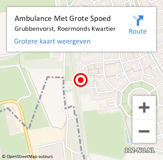 Locatie op kaart van de 112 melding: Ambulance Met Grote Spoed Naar Grubbenvorst, Roermonds Kwartier op 12 oktober 2017 17:43