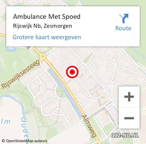 Locatie op kaart van de 112 melding: Ambulance Met Spoed Naar Rijswijk Nb, Zesmorgen op 12 oktober 2017 17:49