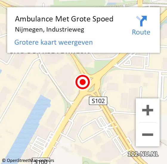 Locatie op kaart van de 112 melding: Ambulance Met Grote Spoed Naar Nijmegen, Industrieweg op 12 oktober 2017 18:07