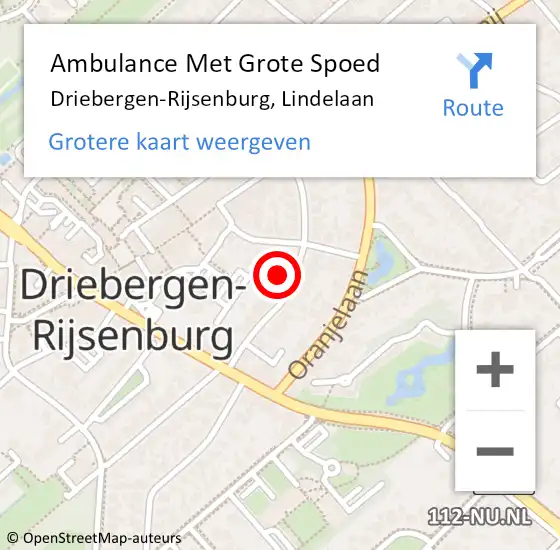 Locatie op kaart van de 112 melding: Ambulance Met Grote Spoed Naar Driebergen-Rijsenburg, Lindelaan op 12 oktober 2017 18:14