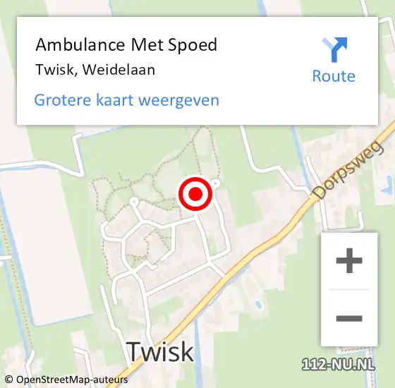 Locatie op kaart van de 112 melding: Ambulance Met Spoed Naar Twisk, Weidelaan op 12 oktober 2017 18:27