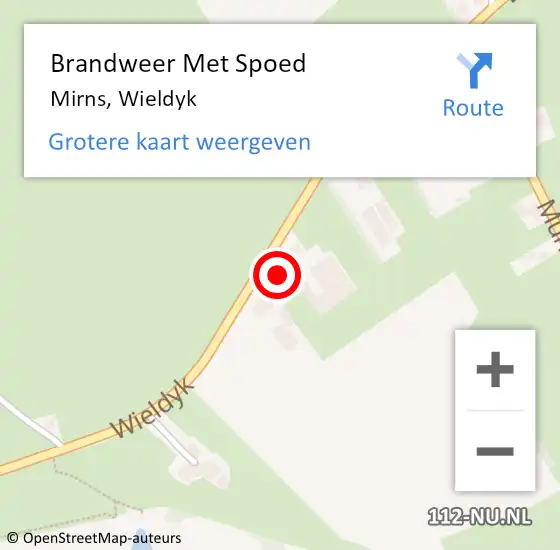 Locatie op kaart van de 112 melding: Brandweer Met Spoed Naar Mirns, Wieldyk op 3 februari 2014 22:57