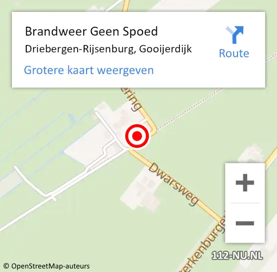 Locatie op kaart van de 112 melding: Brandweer Geen Spoed Naar Driebergen-Rijsenburg, Gooijerdijk op 12 oktober 2017 18:59