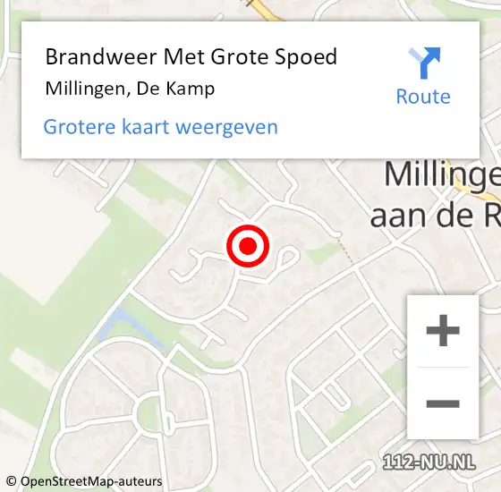 Locatie op kaart van de 112 melding: Brandweer Met Grote Spoed Naar Millingen, De Kamp op 12 oktober 2017 20:10