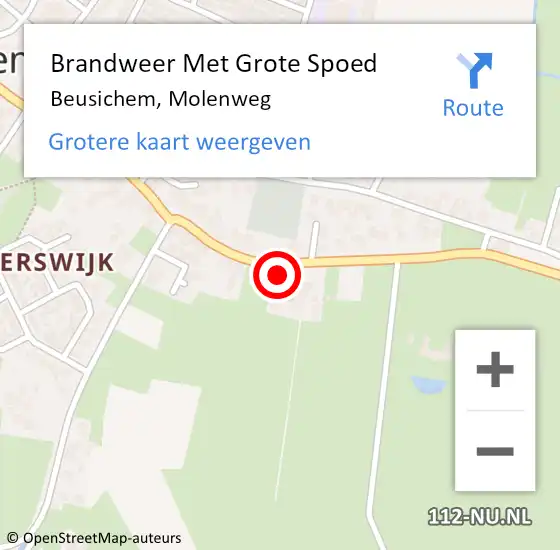 Locatie op kaart van de 112 melding: Brandweer Met Grote Spoed Naar Beusichem, Molenweg op 12 oktober 2017 20:16