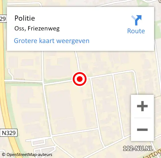 Locatie op kaart van de 112 melding: Politie Oss, Friezenweg op 12 oktober 2017 20:23