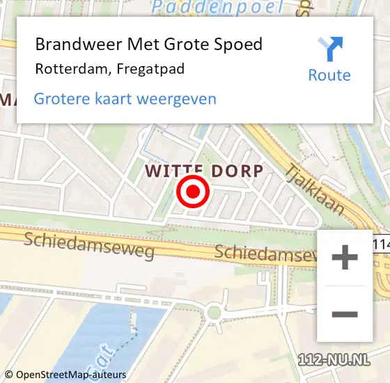 Locatie op kaart van de 112 melding: Brandweer Met Grote Spoed Naar Rotterdam, Fregatpad op 12 oktober 2017 21:14