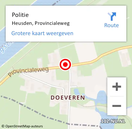 Locatie op kaart van de 112 melding: Politie Heusden, Provincialeweg op 12 oktober 2017 21:28