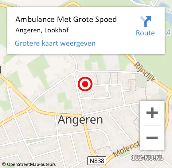 Locatie op kaart van de 112 melding: Ambulance Met Grote Spoed Naar Angeren, Lookhof op 12 oktober 2017 21:33