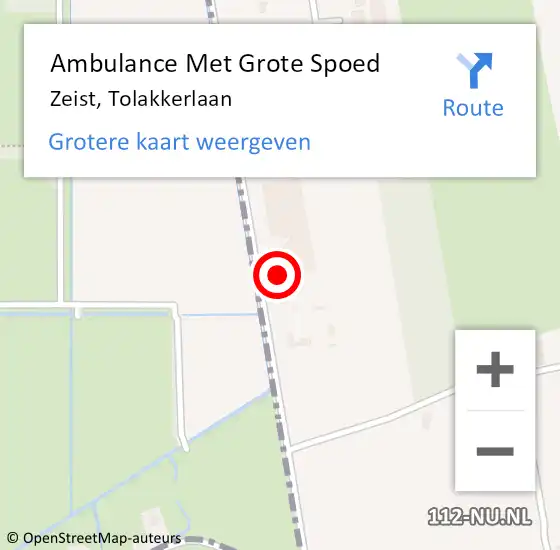 Locatie op kaart van de 112 melding: Ambulance Met Grote Spoed Naar Zeist, Tolakkerlaan op 12 oktober 2017 21:41