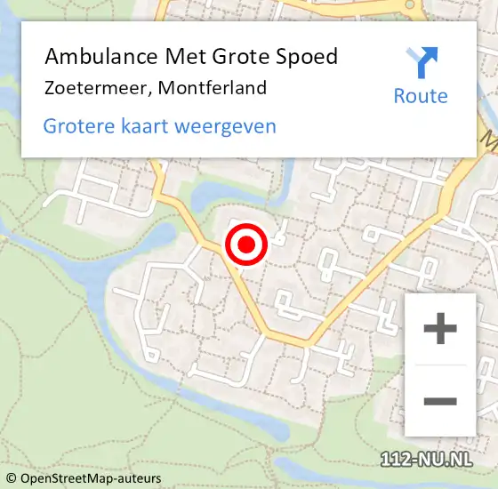 Locatie op kaart van de 112 melding: Ambulance Met Grote Spoed Naar Zoetermeer, Montferland op 12 oktober 2017 22:26