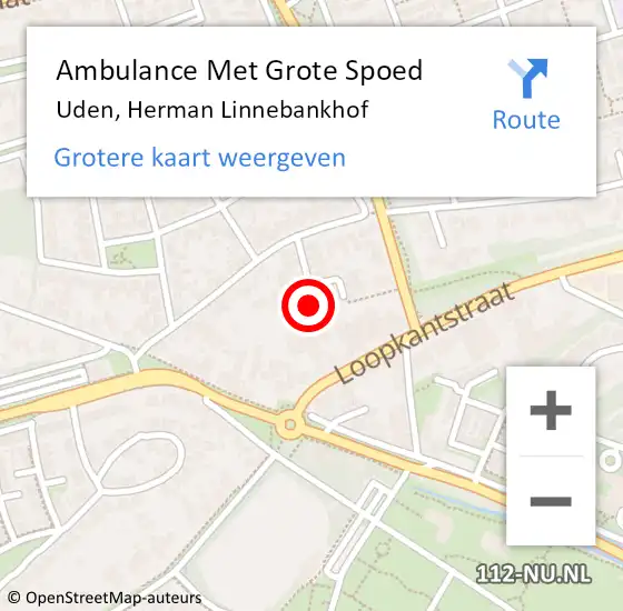 Locatie op kaart van de 112 melding: Ambulance Met Grote Spoed Naar Uden, Herman Linnebankhof op 12 oktober 2017 22:32
