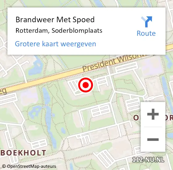 Locatie op kaart van de 112 melding: Brandweer Met Spoed Naar Rotterdam, Soderblomplaats op 12 oktober 2017 23:02