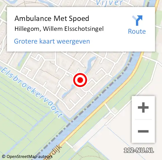 Locatie op kaart van de 112 melding: Ambulance Met Spoed Naar Hillegom, Willem Elsschotsingel op 12 oktober 2017 23:08