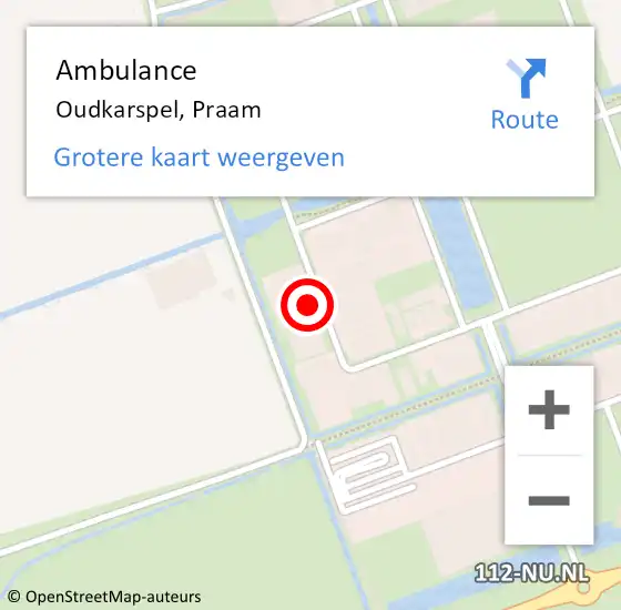 Locatie op kaart van de 112 melding: Ambulance Oudkarspel, Praam op 12 oktober 2017 23:38