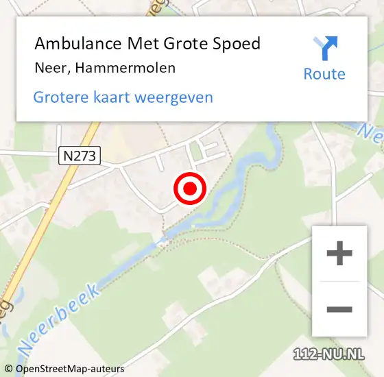 Locatie op kaart van de 112 melding: Ambulance Met Grote Spoed Naar Neer, Hammermolen op 13 oktober 2017 00:51