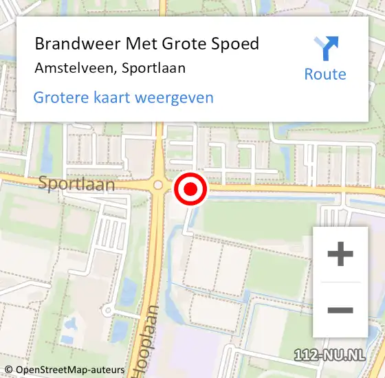 Locatie op kaart van de 112 melding: Brandweer Met Grote Spoed Naar Amstelveen, Sportlaan op 13 oktober 2017 01:14