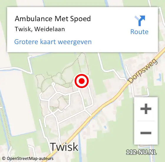 Locatie op kaart van de 112 melding: Ambulance Met Spoed Naar Twisk, Weidelaan op 13 oktober 2017 01:49