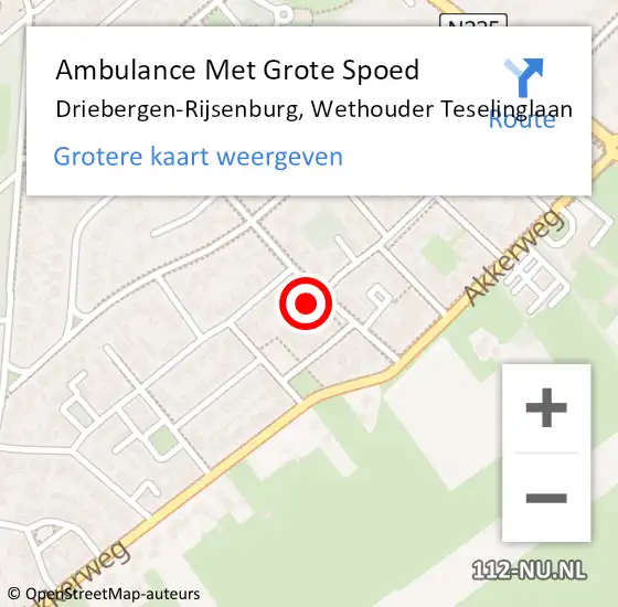 Locatie op kaart van de 112 melding: Ambulance Met Grote Spoed Naar Driebergen-Rijsenburg, Wethouder Teselinglaan op 13 oktober 2017 02:15