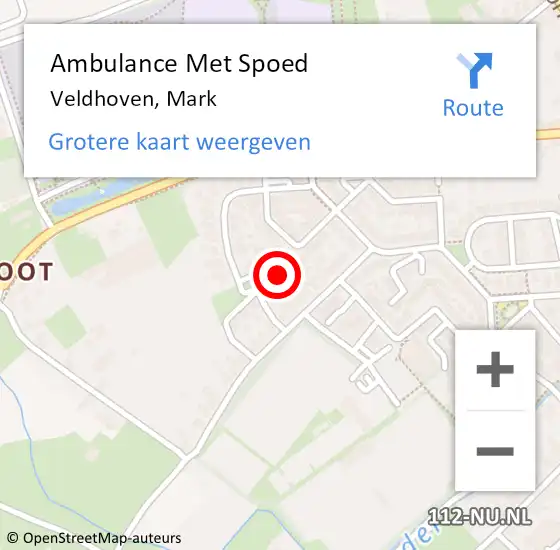 Locatie op kaart van de 112 melding: Ambulance Met Spoed Naar Veldhoven, Mark op 13 oktober 2017 02:36