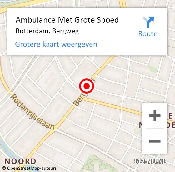 Locatie op kaart van de 112 melding: Ambulance Met Grote Spoed Naar Rotterdam, Bergweg op 13 oktober 2017 03:34