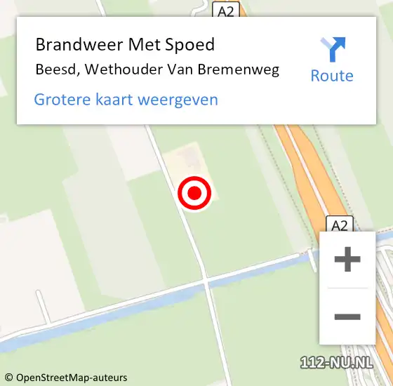 Locatie op kaart van de 112 melding: Brandweer Met Spoed Naar Beesd, Wethouder Van Bremenweg op 13 oktober 2017 03:52
